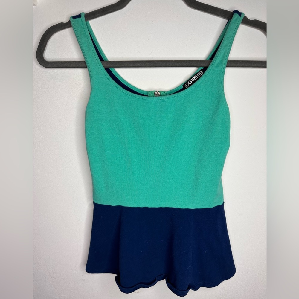 Express Color-Block Peplum Tank - image 1